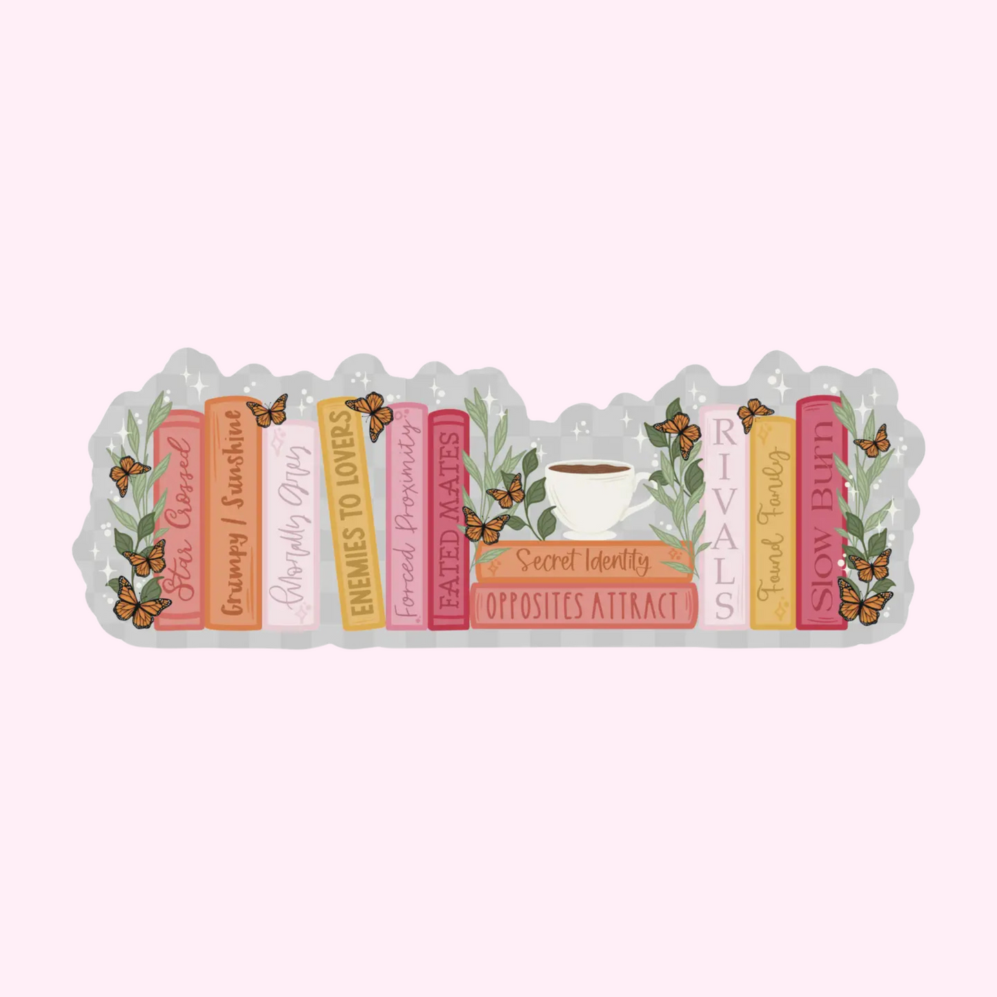 Summer Garden Book Tropes Bookshelf Waterproof Sticker