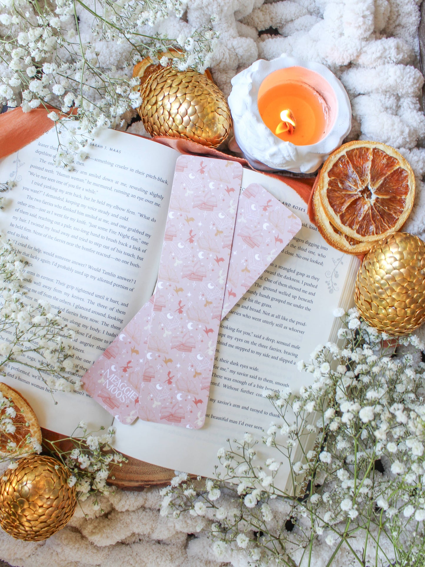 Pink & Orange Book Dragon 2x8 Bookmark | Glossy
