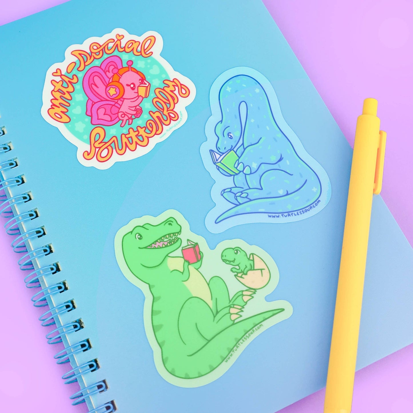 Reading Brontosaurus Dinosaur Bookish Vinyl Sticker