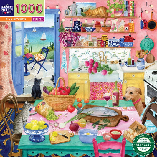 EeBoo 1000 Pc Puzzle - Pink Kitchen
