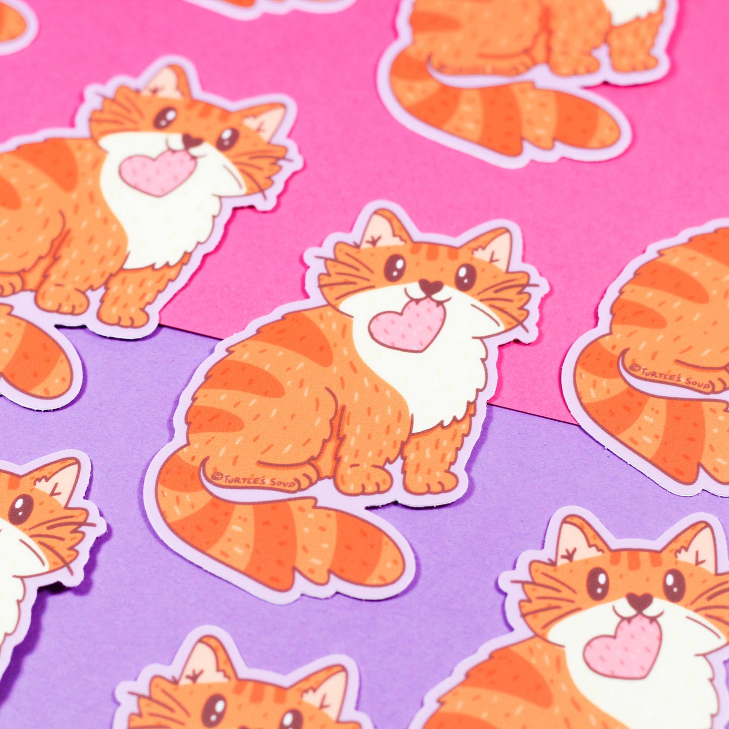 Love Orange Tabby Cat Vinyl Sticker
