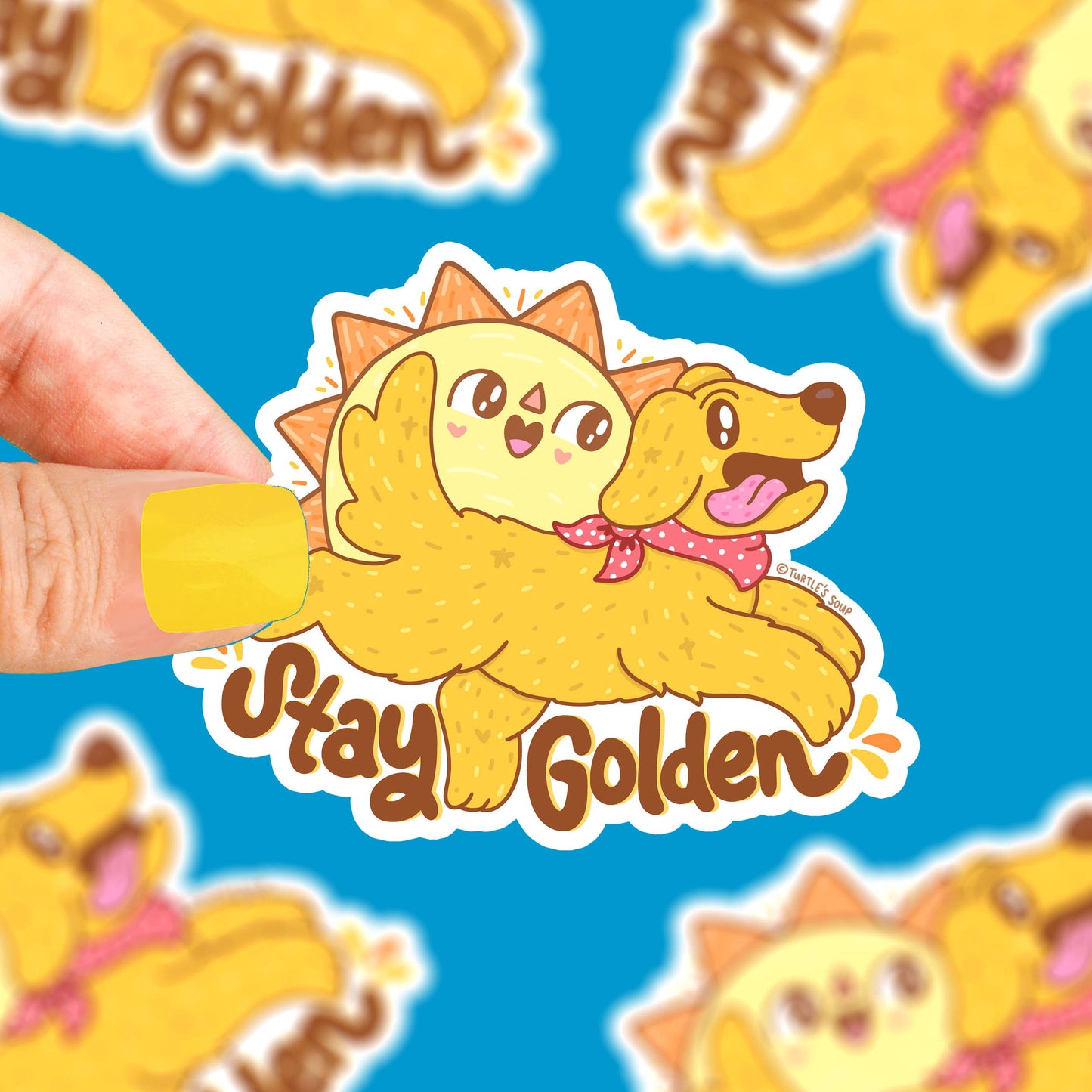 Stay Golden Retriever Dog Pup Water Bottle Vinyl Sticker