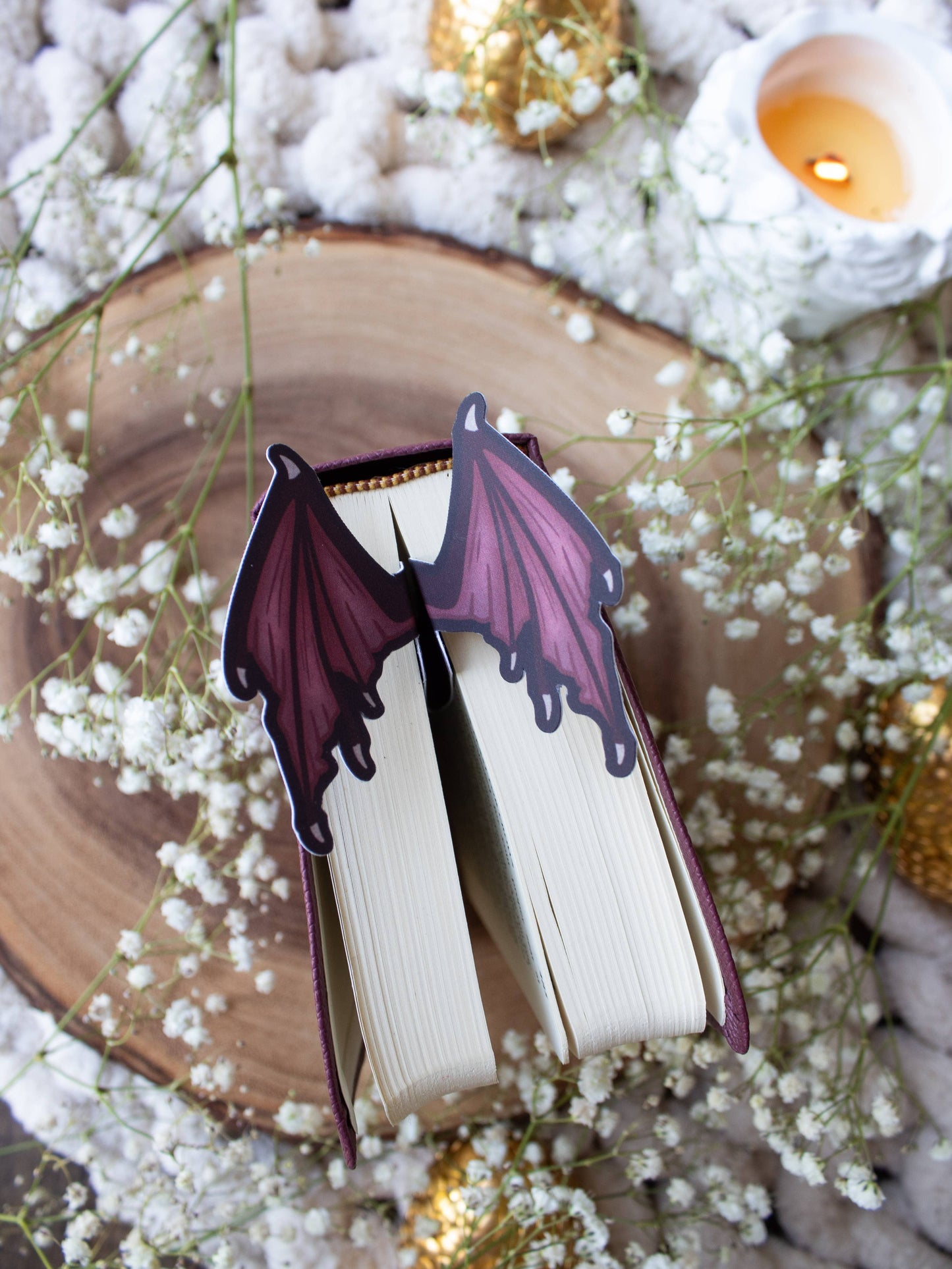 3D Dragon Wings Bookmark | Soft Touch: Maroon