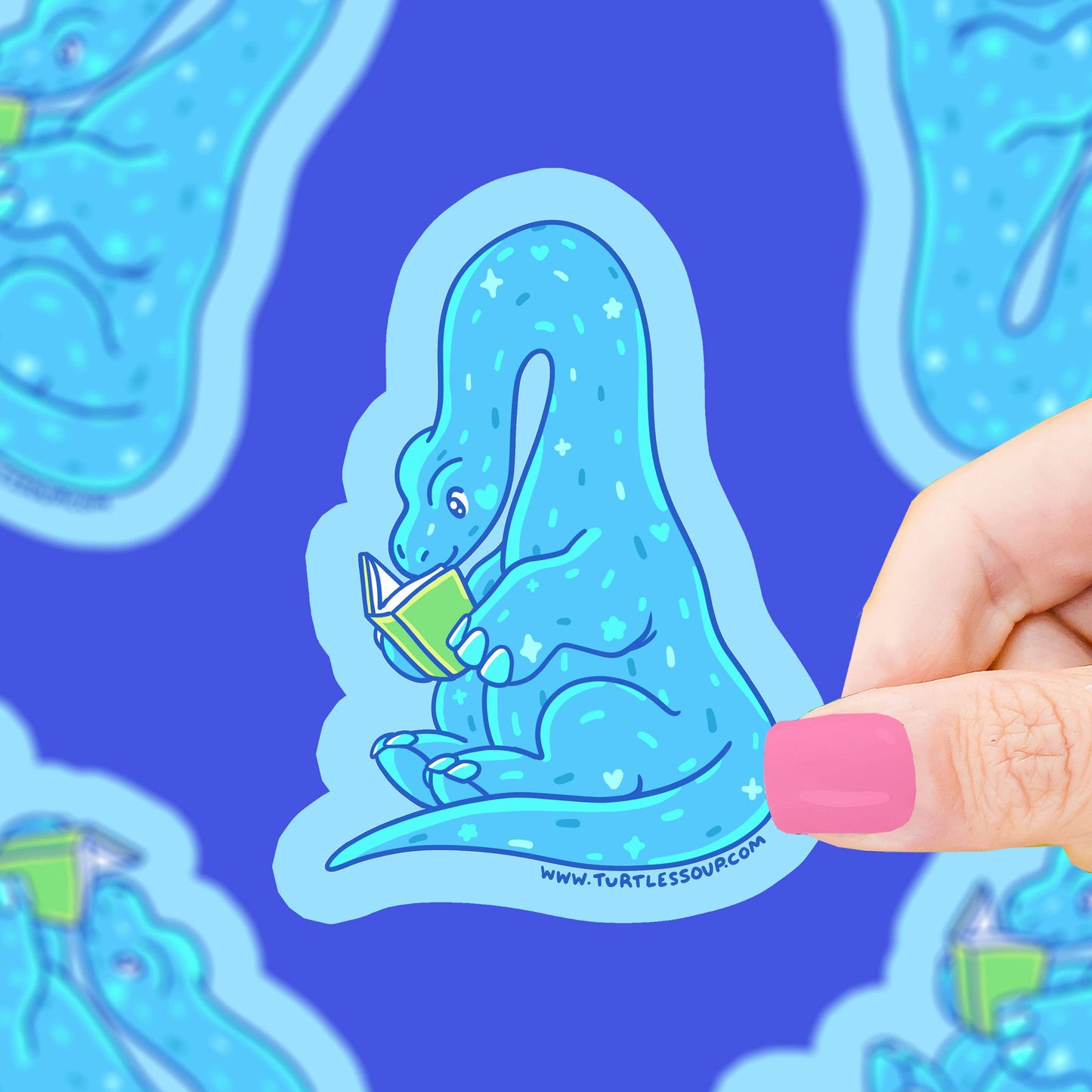 Reading Brontosaurus Dinosaur Bookish Vinyl Sticker