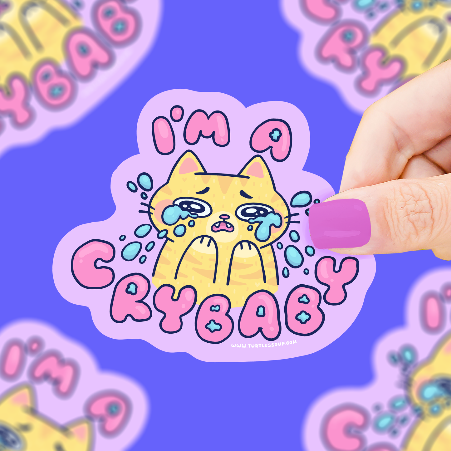 I'm A Crybaby Crying Cat Kitten Cute Anxious Vinyl Sticker