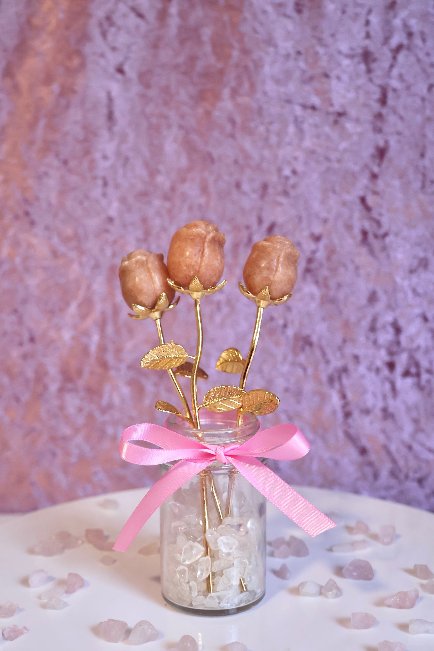 Orange Calcite Rose - Gold