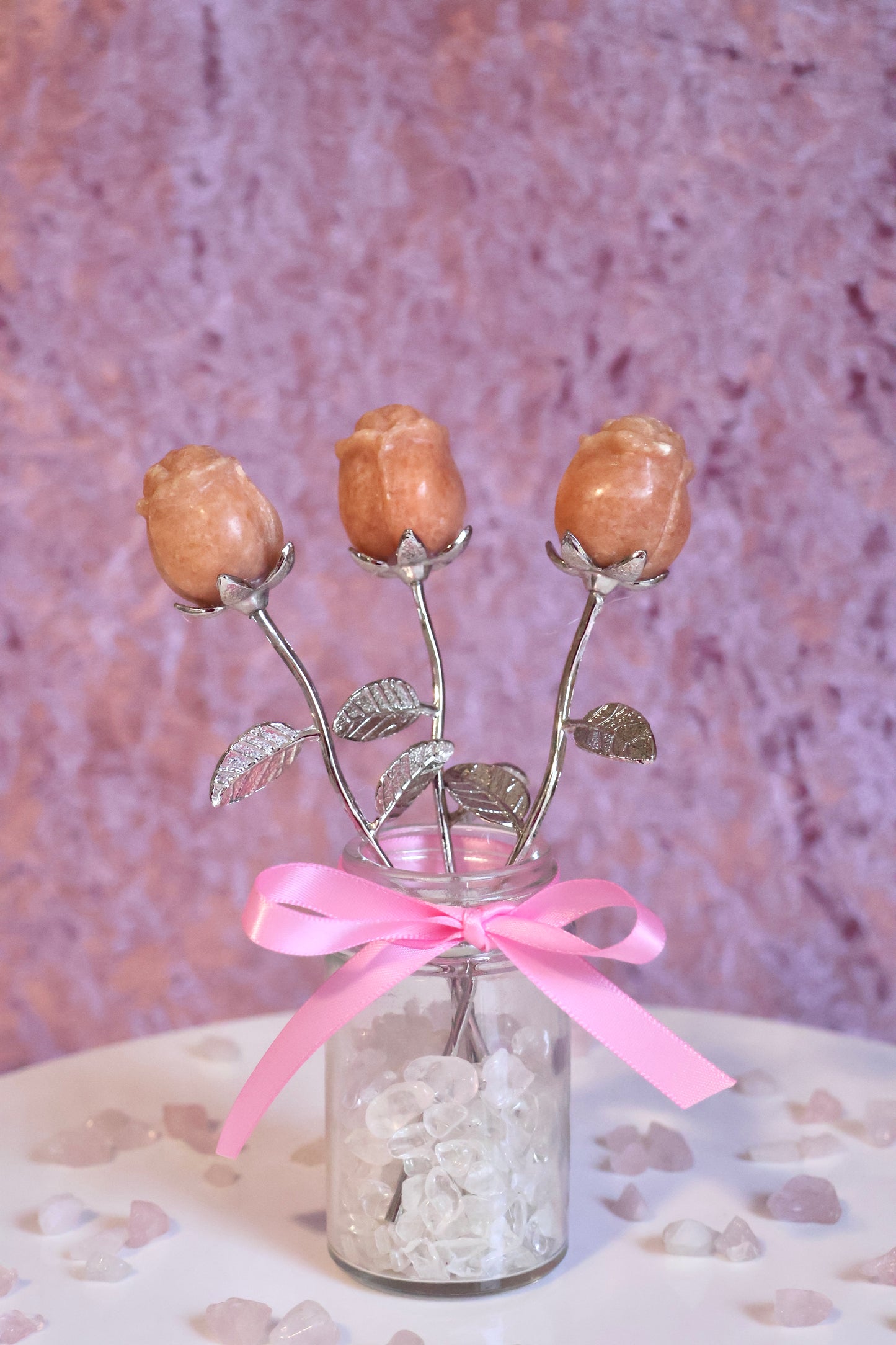 Orange Calcite Rose - Silver