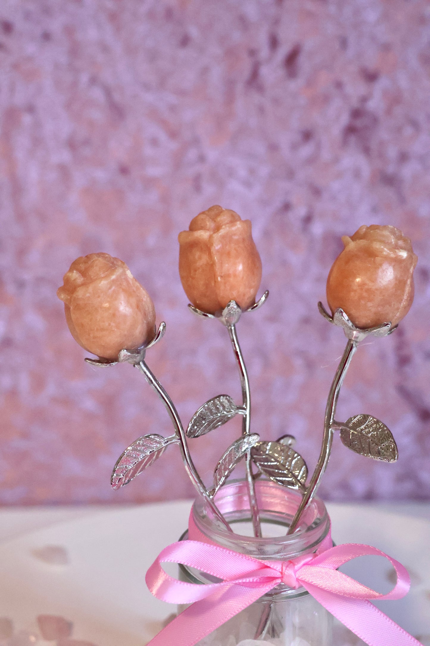 Orange Calcite Rose - Silver