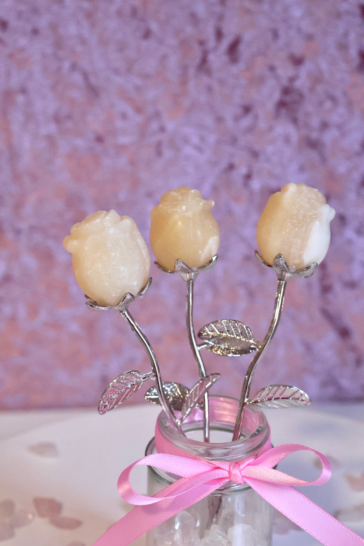 Yellow Calcite Rose - Silver