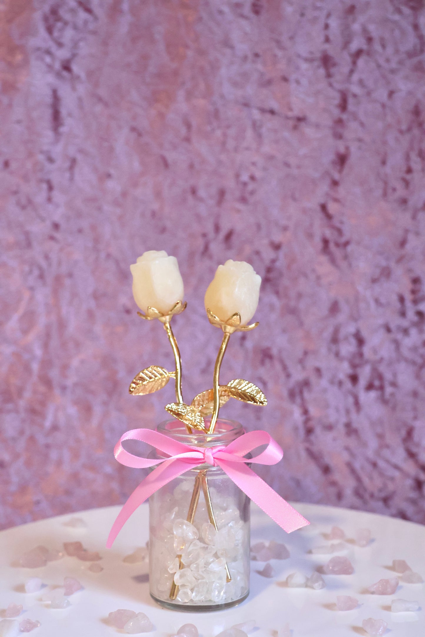 Yellow Calcite Rose - Gold