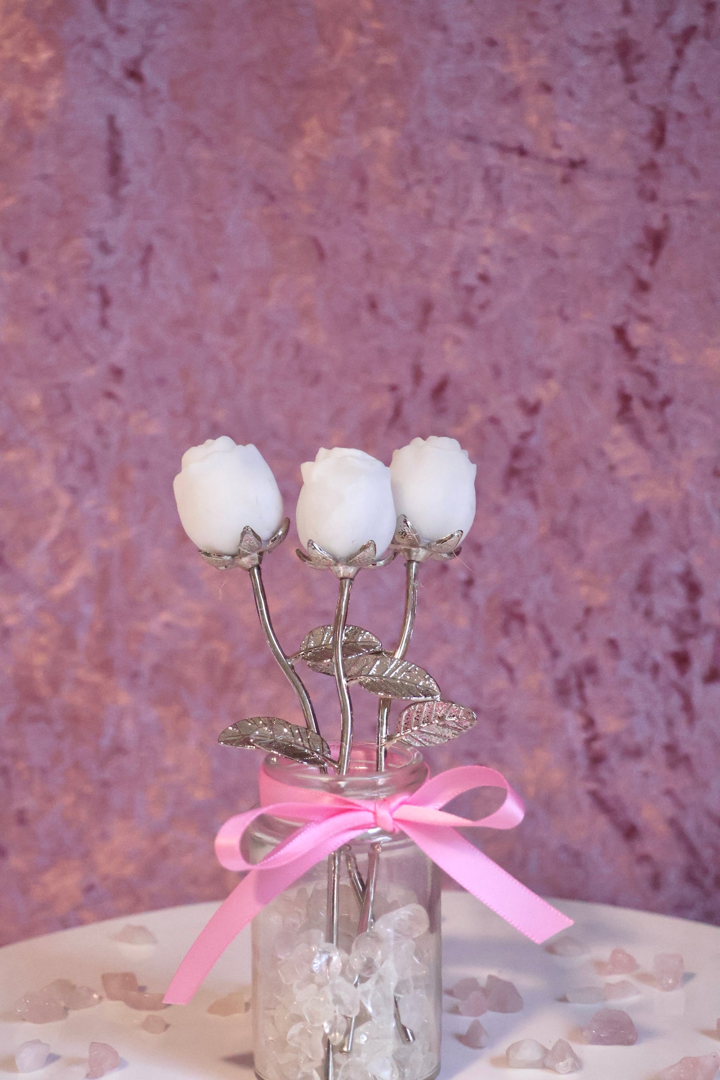 White Agate Rose - Silver