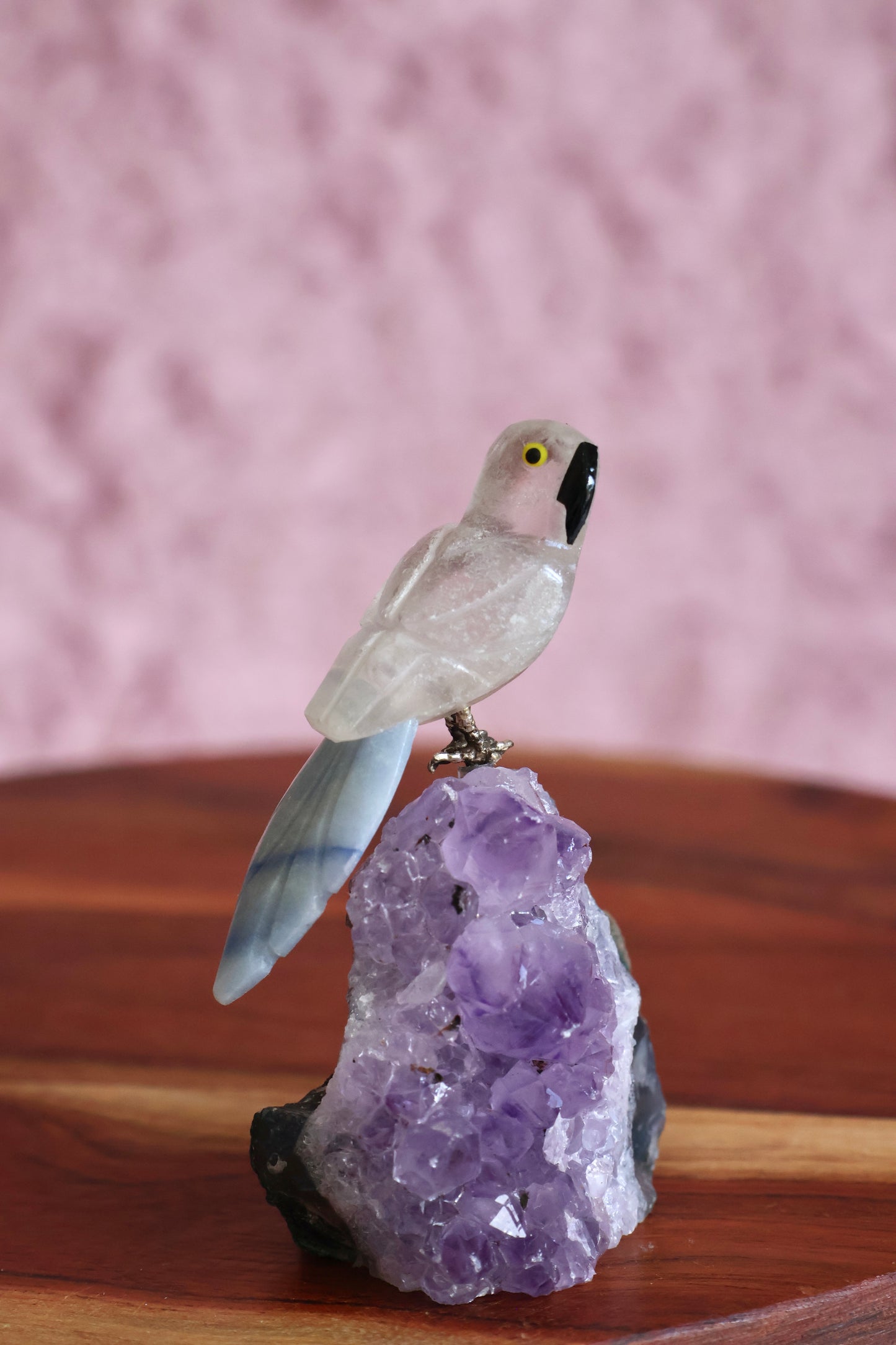 Clear Quartz Bird on Amethyst