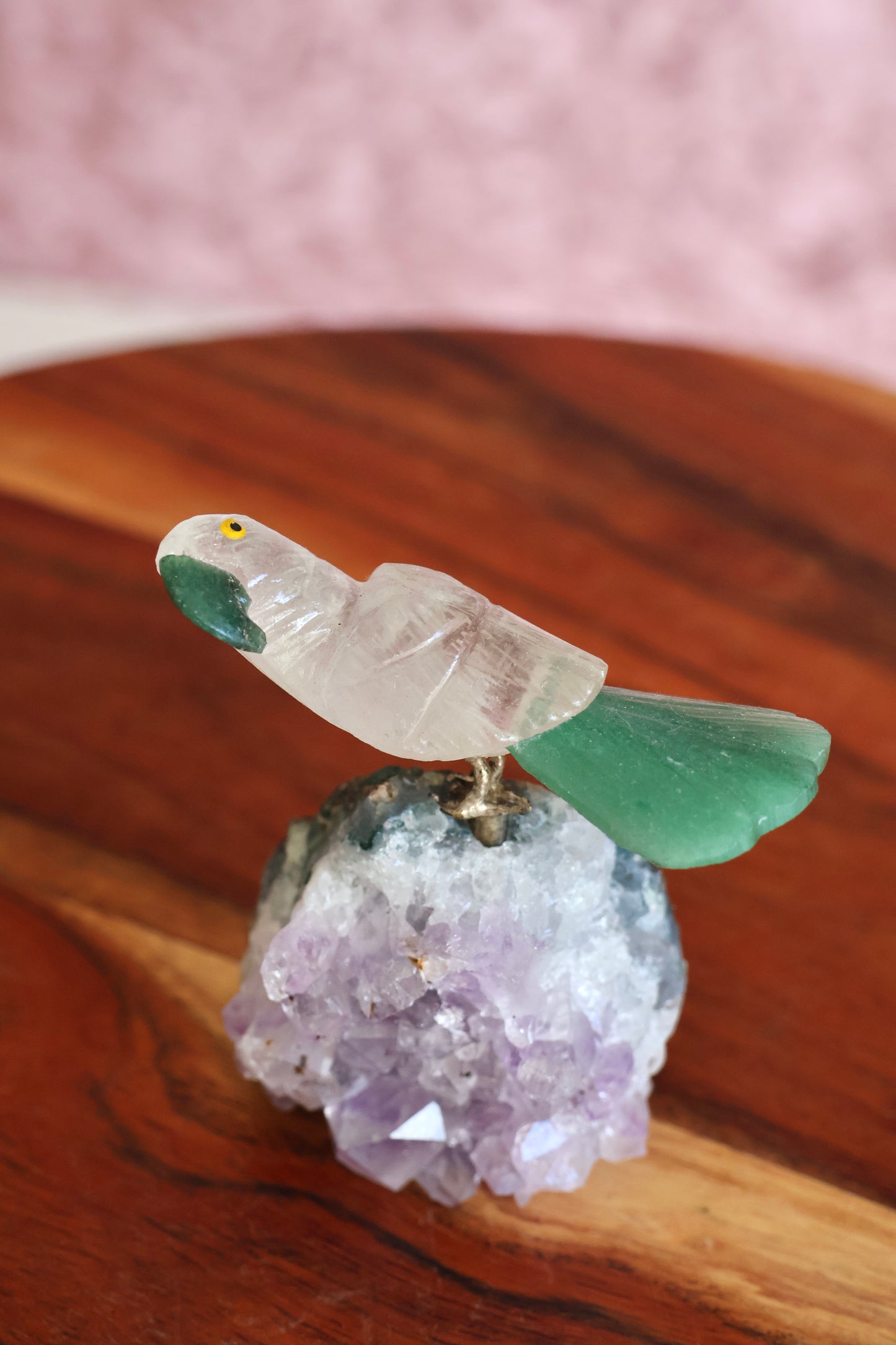Clear Quartz Bird on Amethyst