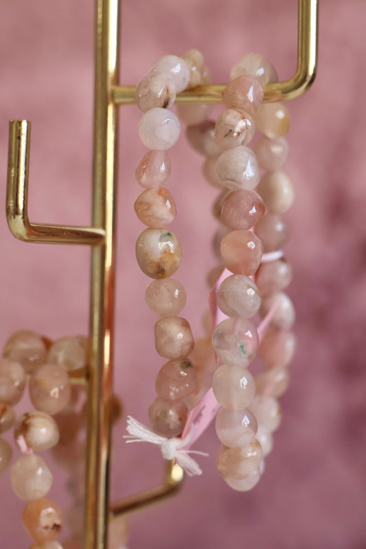 Flower Agate Bead Bracelet