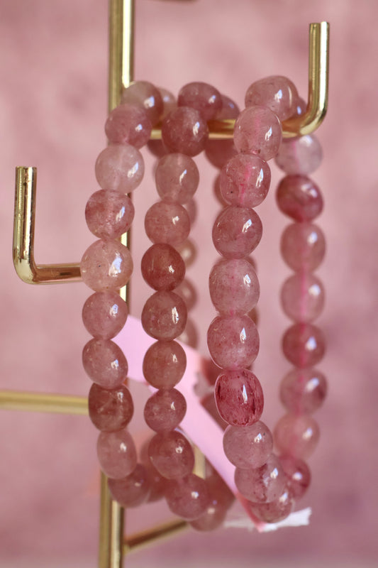Strawberry Quartz Bead Bracelet