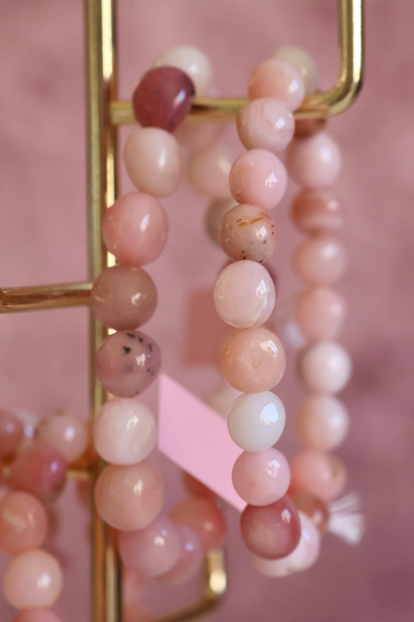 Pink Opal Bead Bracelet