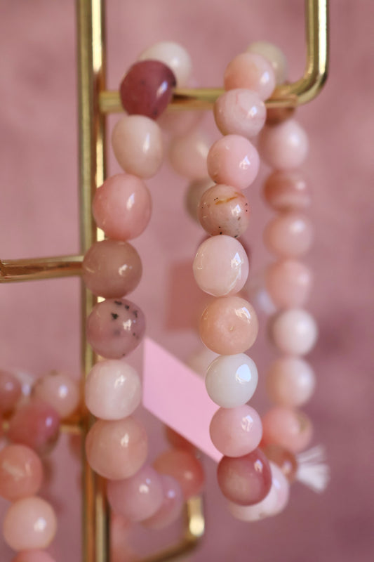 Pink Opal Bead Bracelet