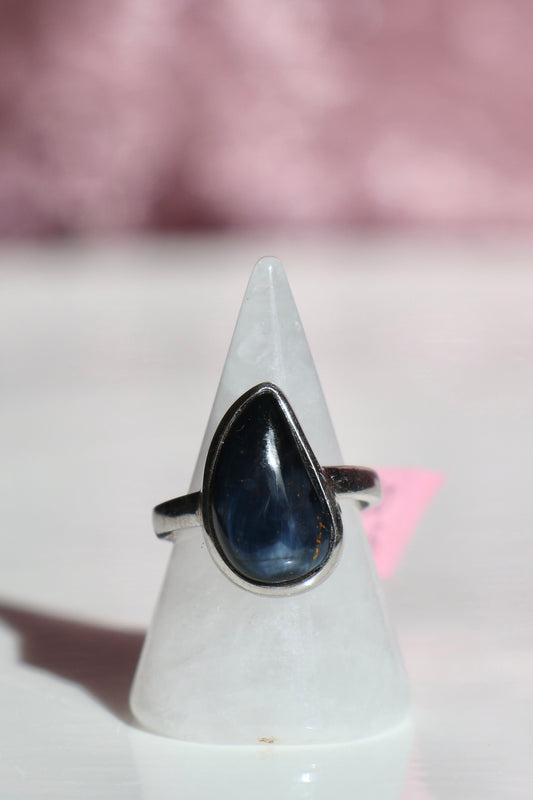 Blue Tiger's Eye Ring - Size 7.5