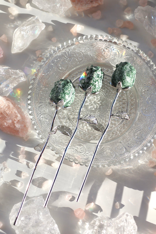 Tree Agate Rose - Silver