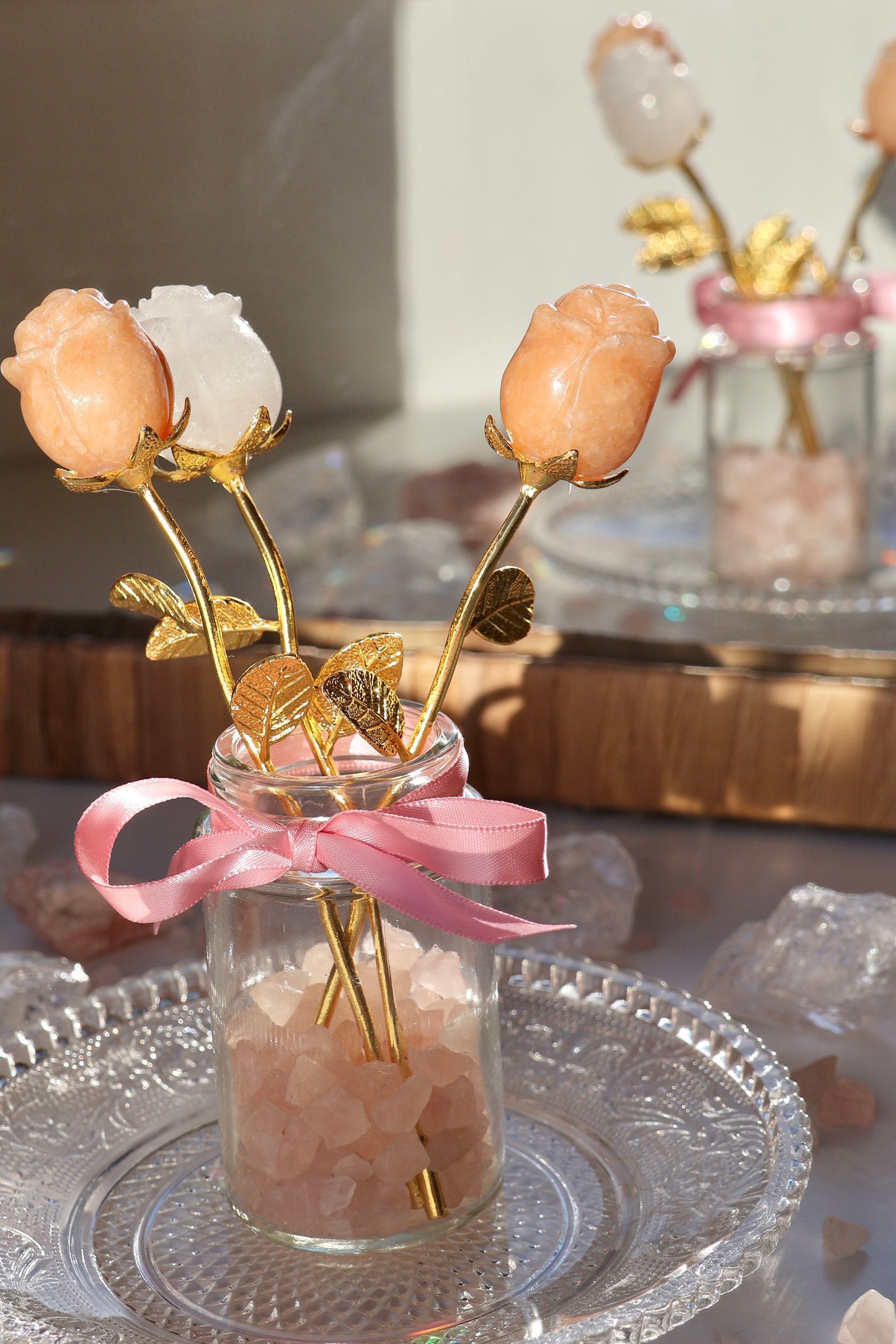 Orange Calcite Rose - Gold