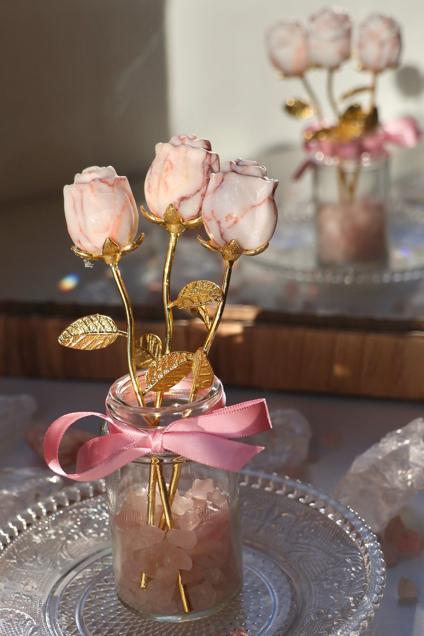 Red Picasso Jasper Rose - Gold