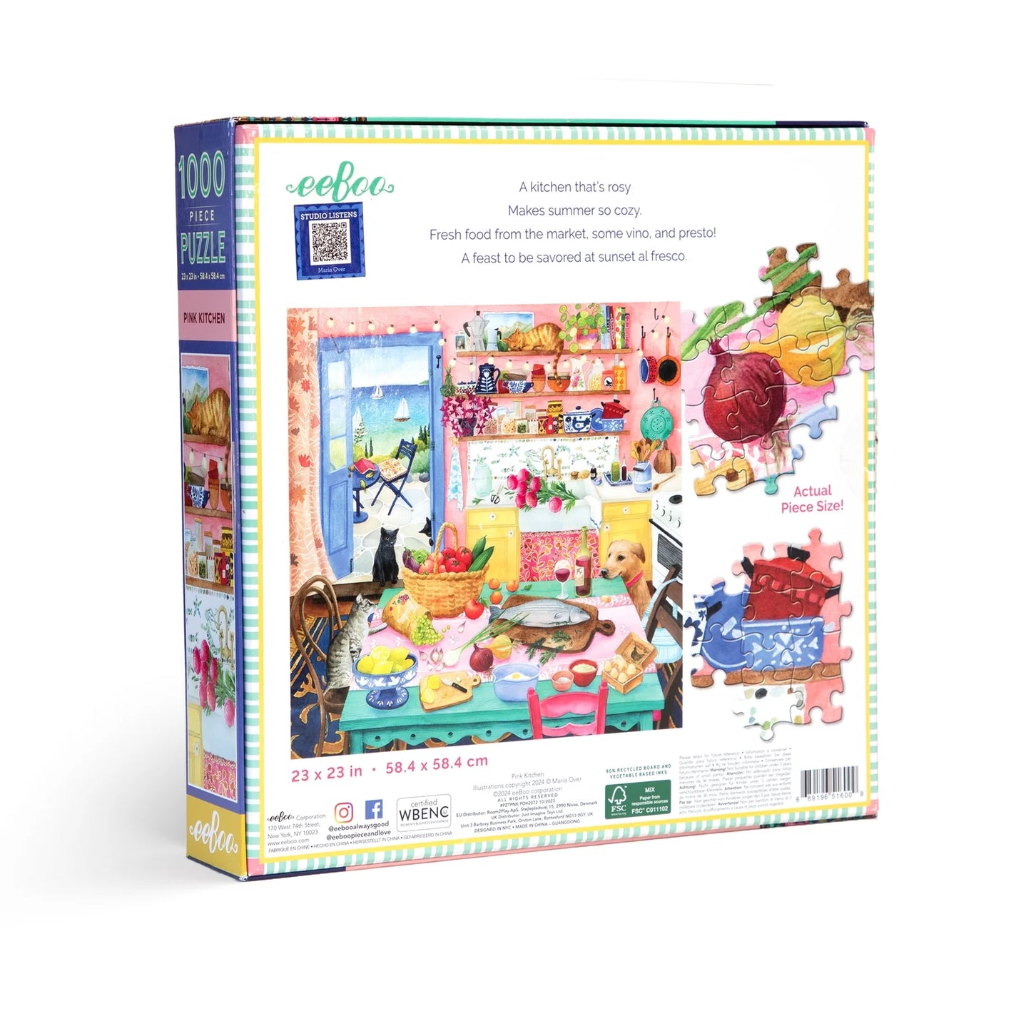 EeBoo 1000 Pc Puzzle - Pink Kitchen