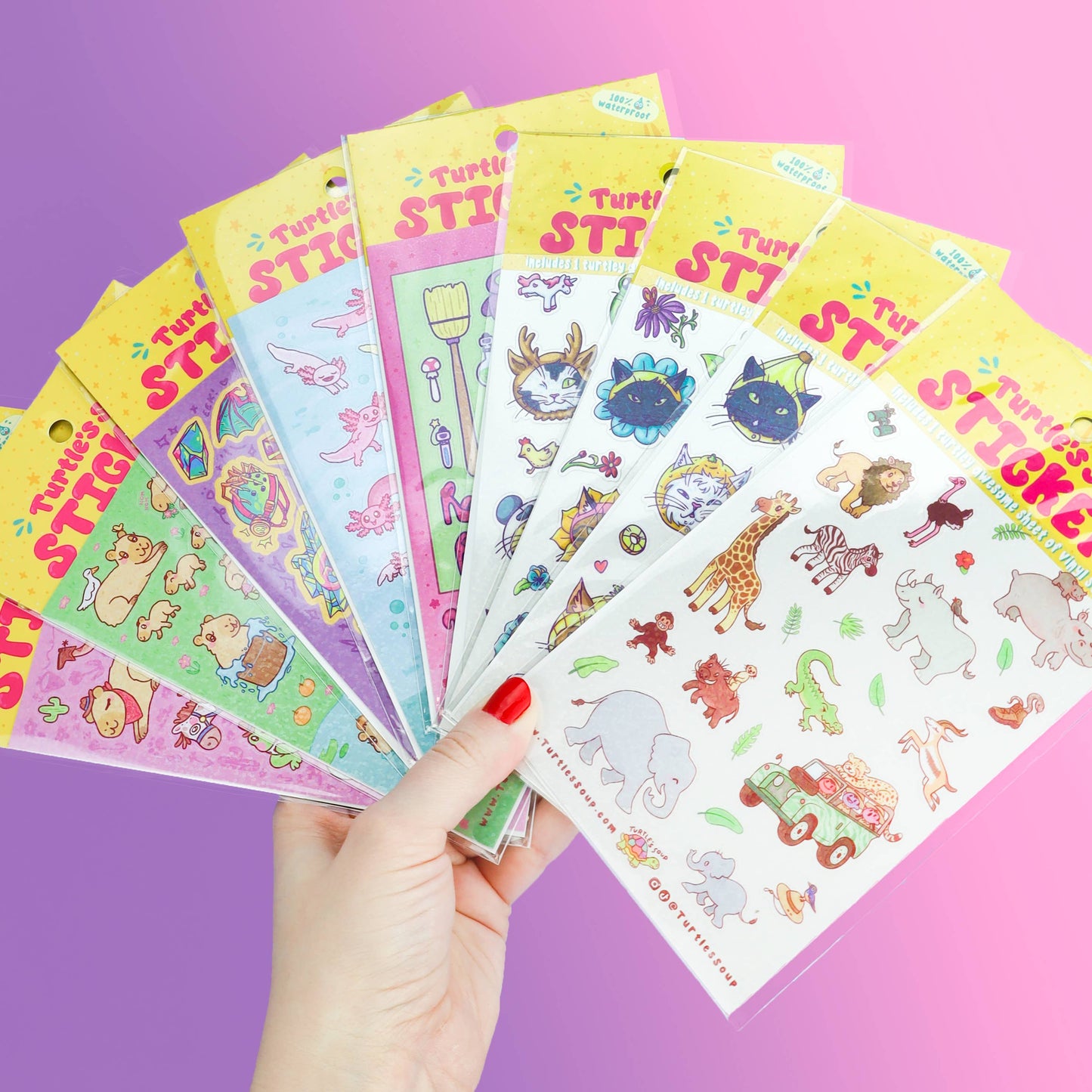 Cats in Flower Hats Glitter Sticker Sheet