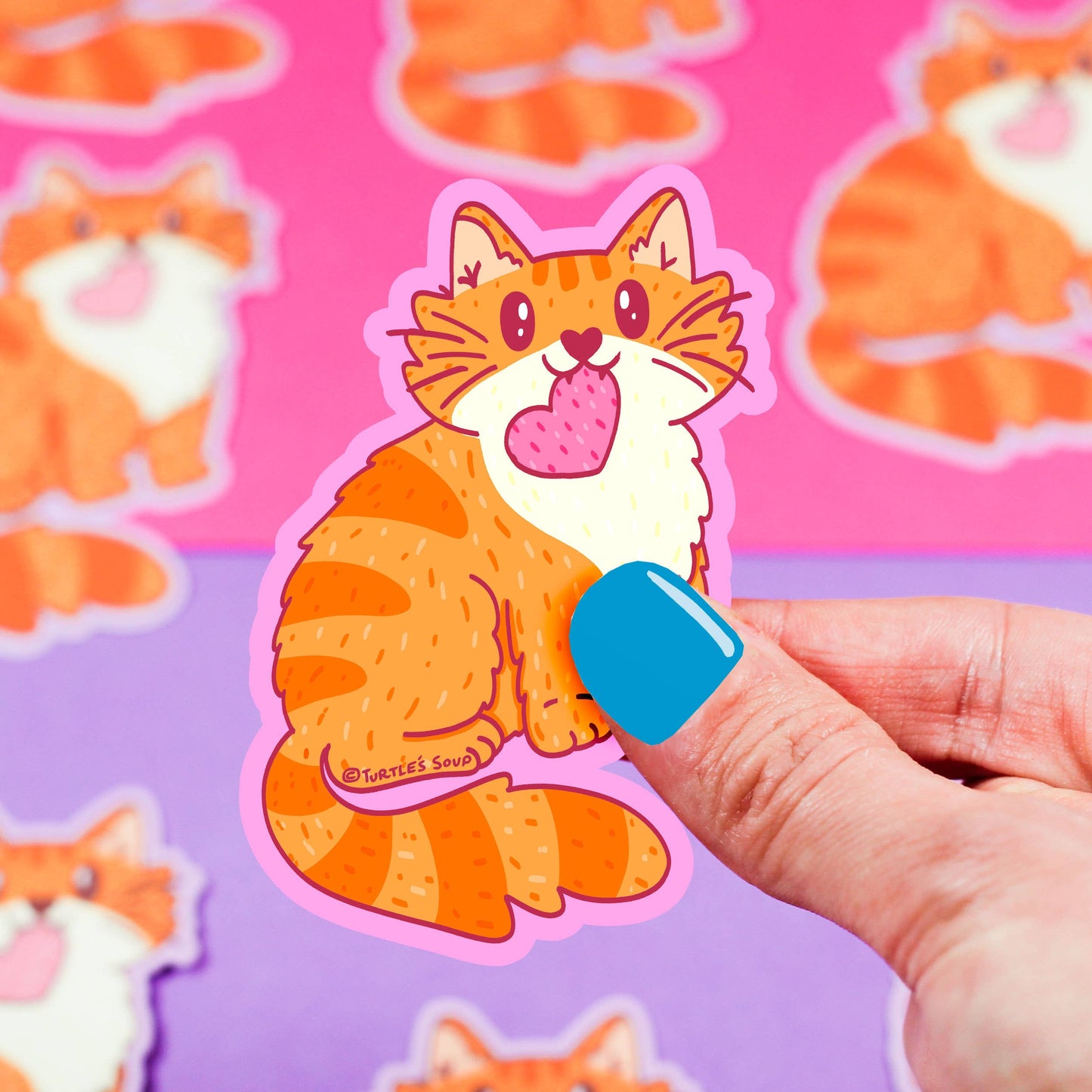 Love Orange Tabby Cat Vinyl Sticker