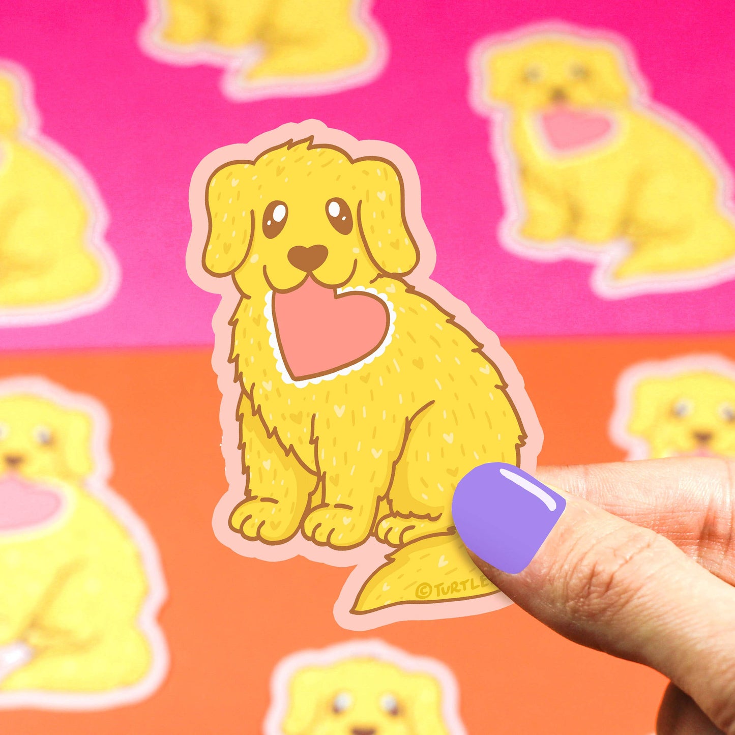 Love Puppy Golden Retriever Vinyl Sticker
