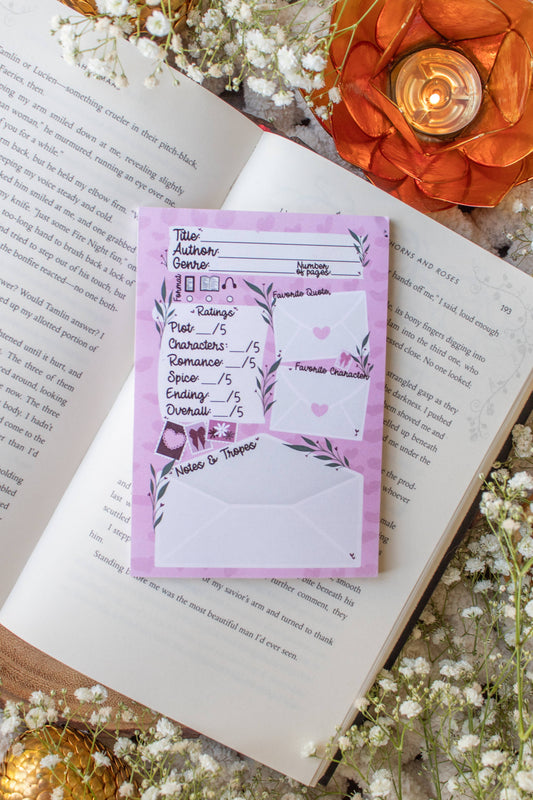 4x6 Book Review Post-it Notepad | Love Letters
