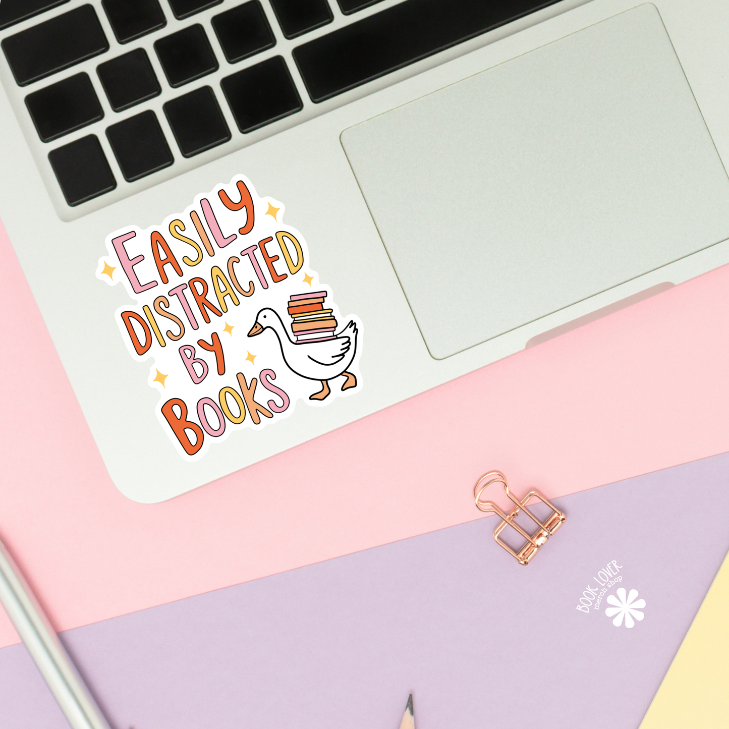 Easily Distracted by Books Stickers / Bookish Stickers : 3''