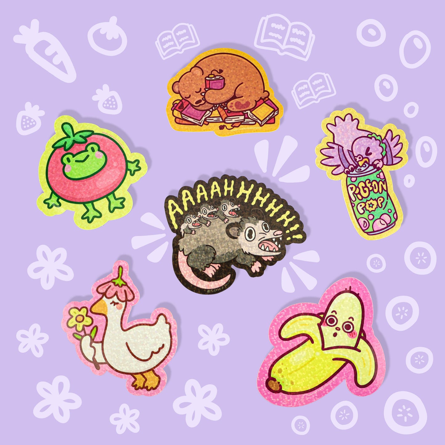 Floral Duck Glitter Vinyl Sticker