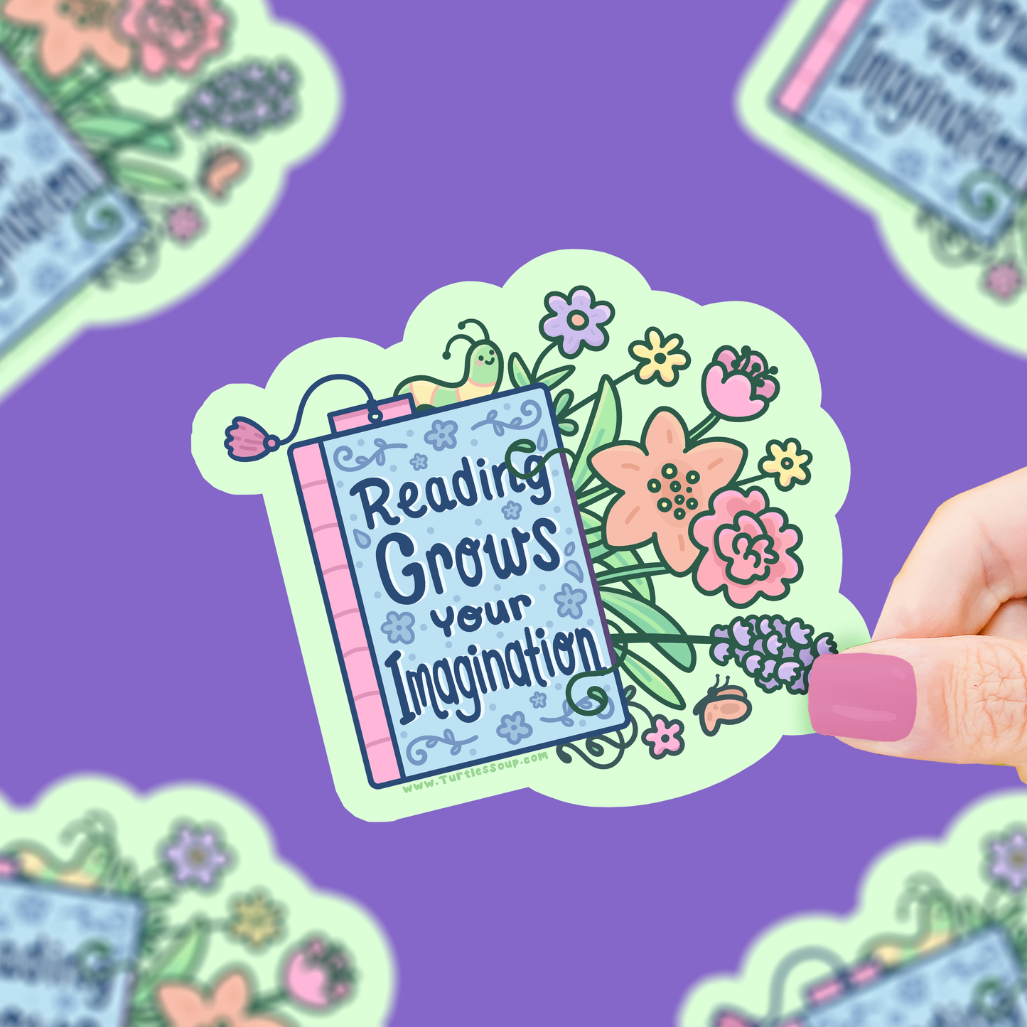 Reading Grows Your Imagination, Bookish, Vinyl Sticker