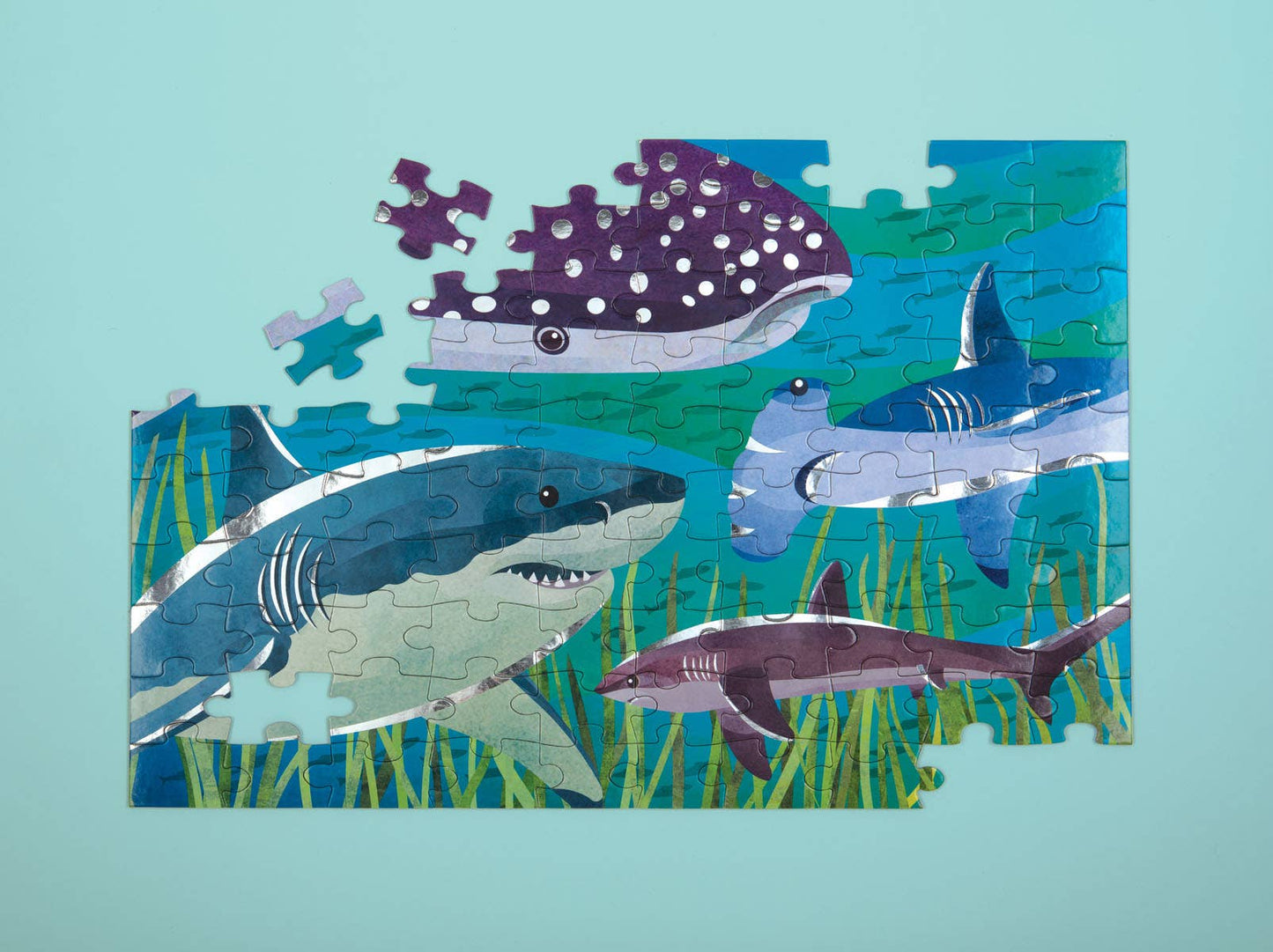 Mudpuppy 100 Pc Foil Puzzle - Sharks