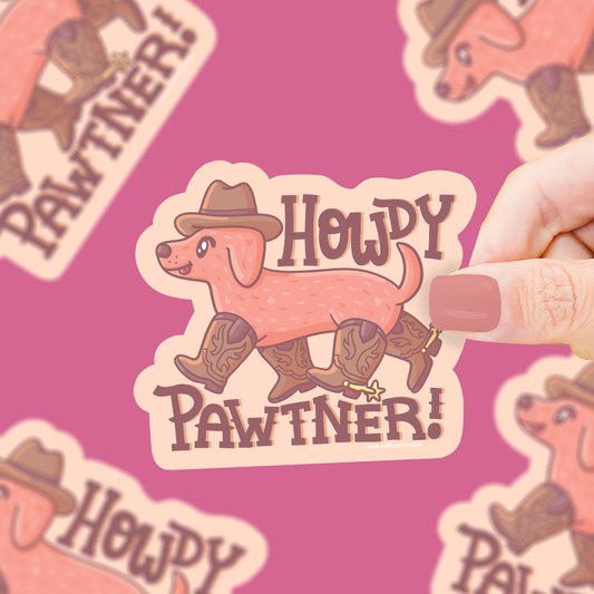 Howdy Paw-tner Puppy Vinyl Sticker