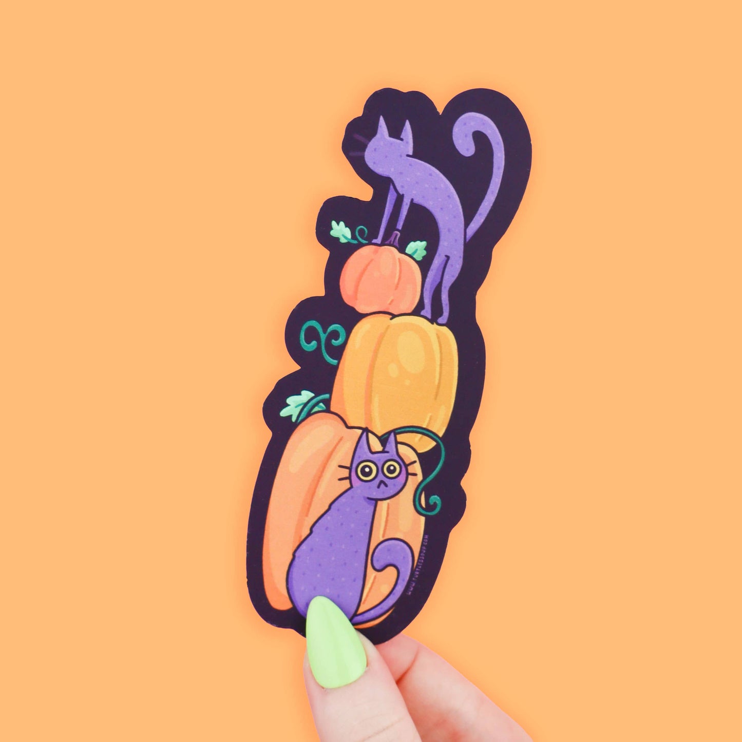 Kitty and Pumpkins Reader Gift Bookmark