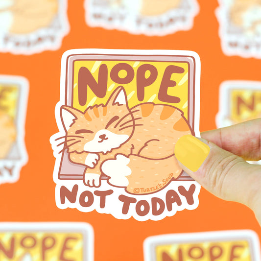 Nope Not Today Laptop Kitty Vinyl Sticker