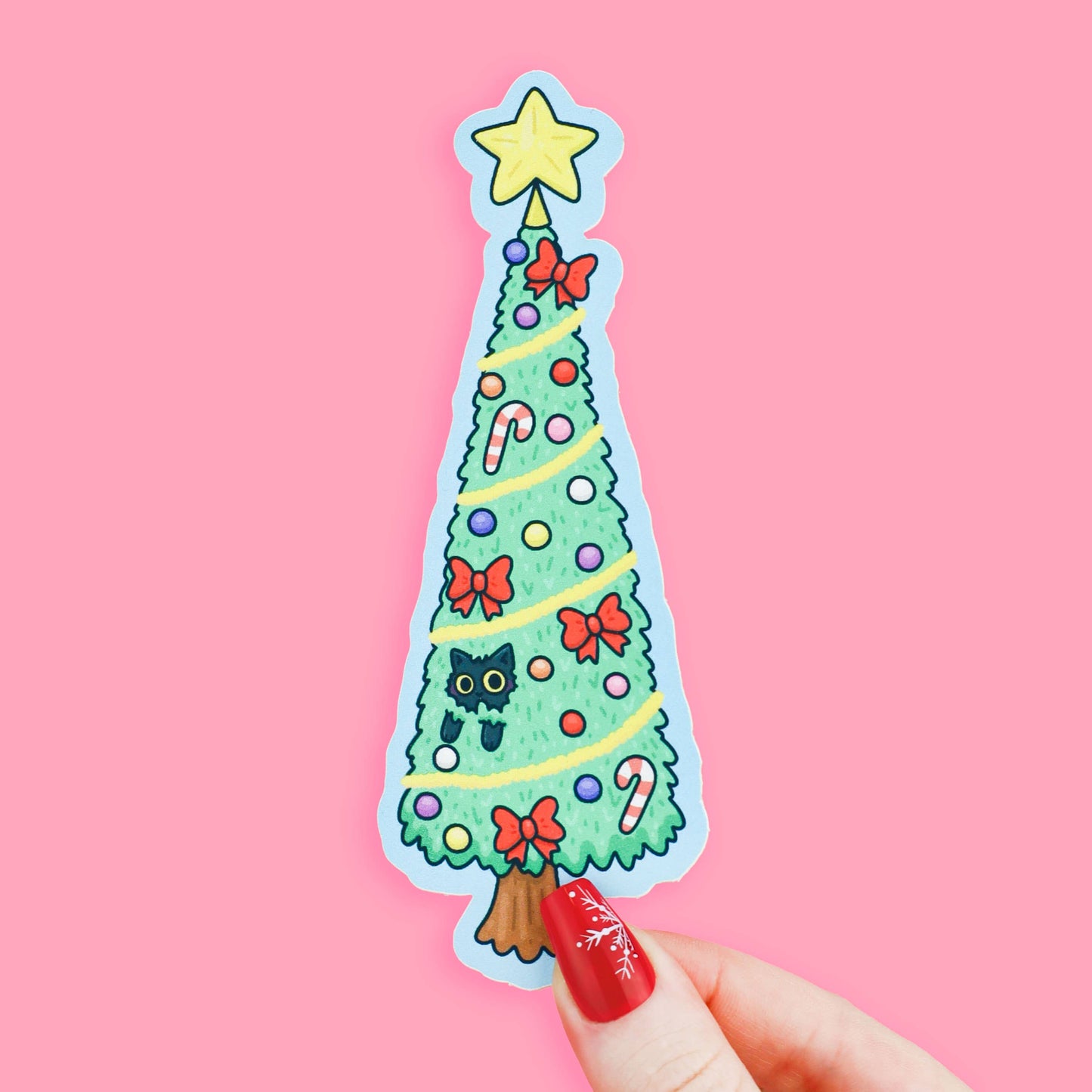 Christmas Tree Kitty Bookmark