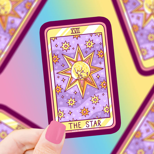 The Star Kitty Tarot Card Vinyl Sticker