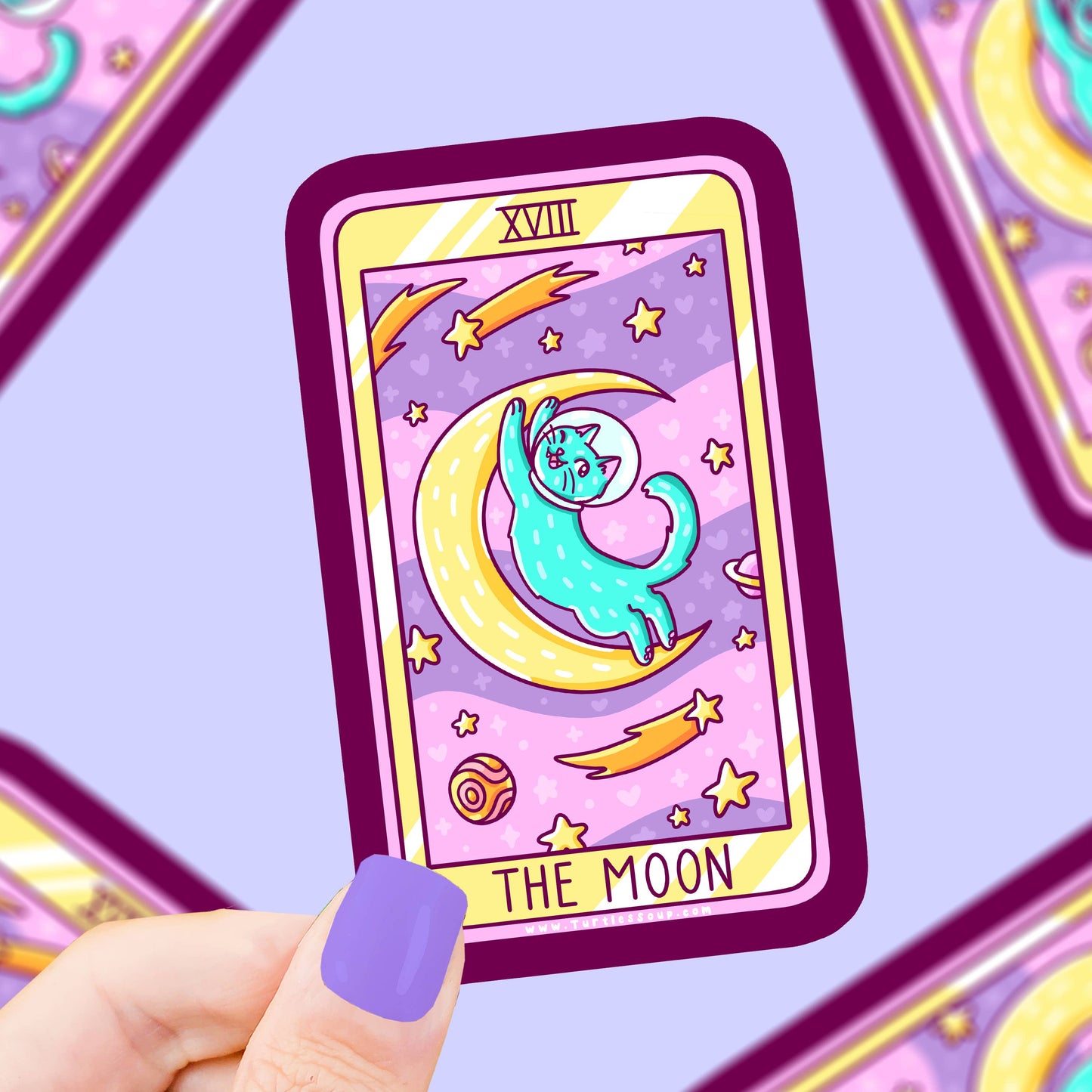 The Moon Kitty Tarot Card Vinyl Sticker