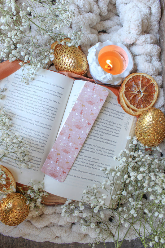 Pink & Orange Book Dragon 2x8 Bookmark | Glossy