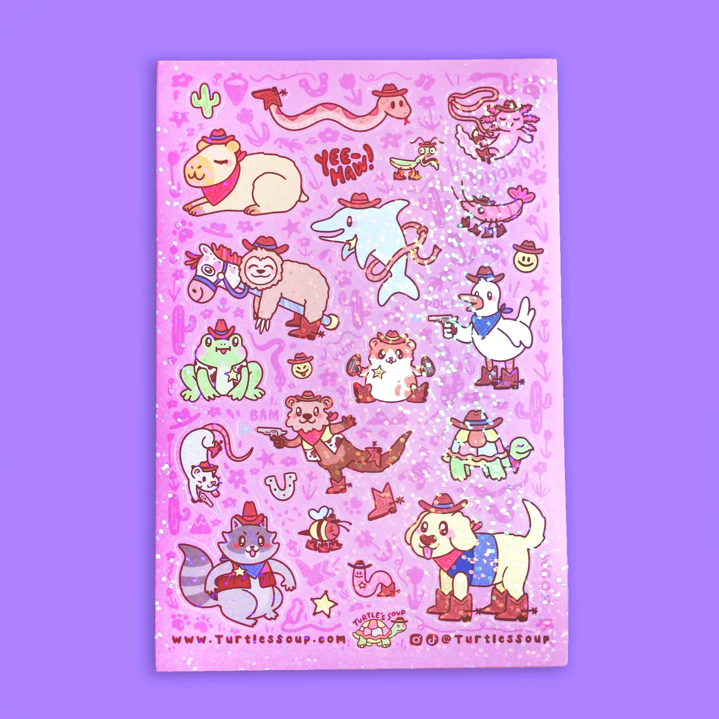 Cowboy Critters Glitter Sticker Sheet