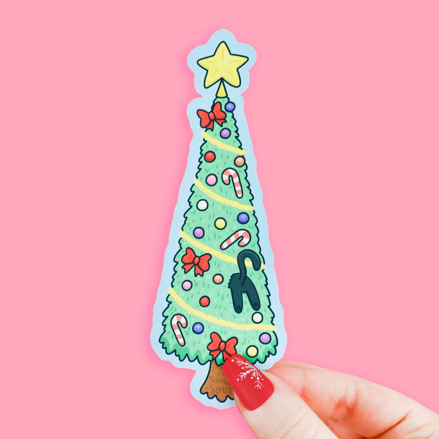 Christmas Tree Kitty Bookmark