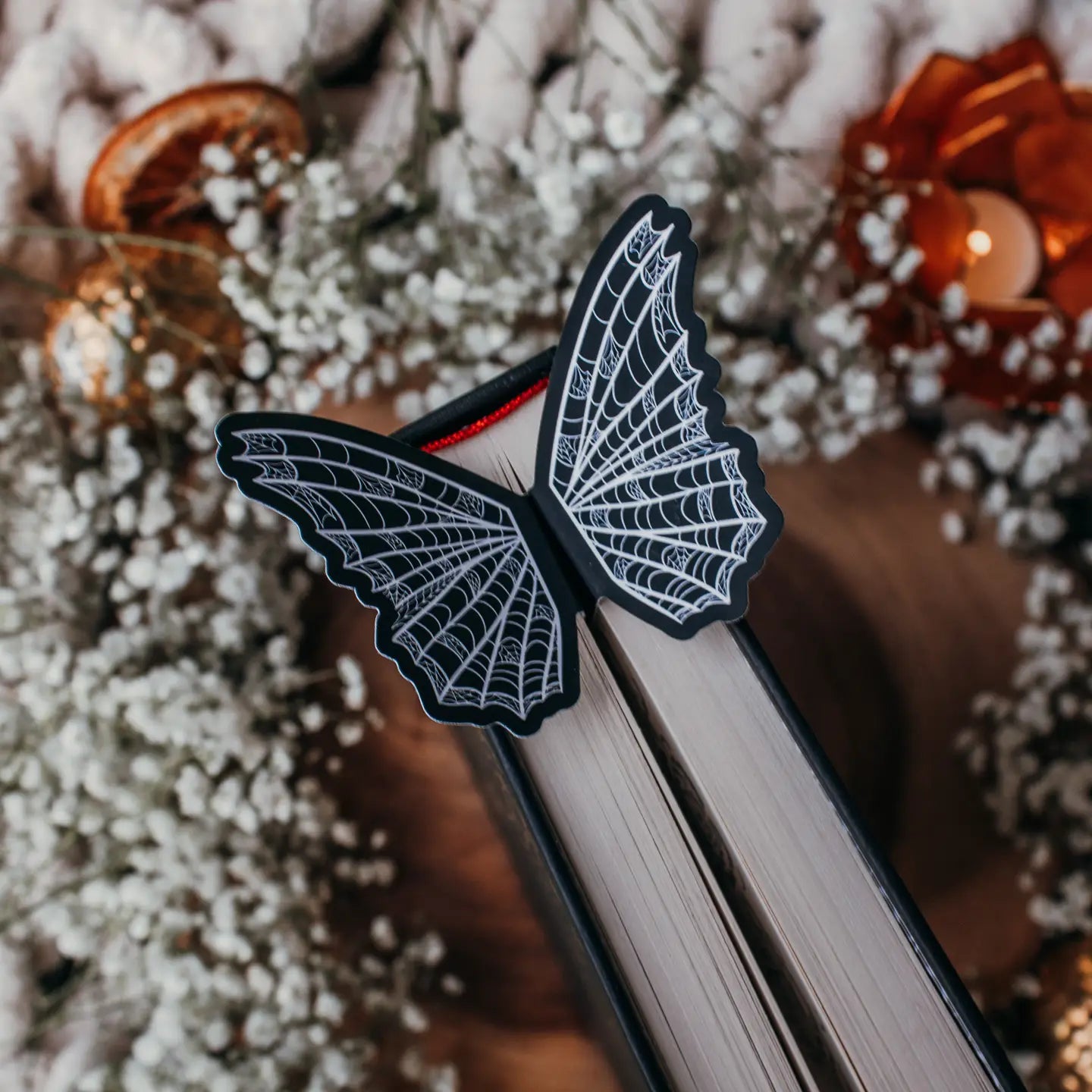 3D Spooky Spiderweb Butterfly Wings Bookmark | Soft Touch