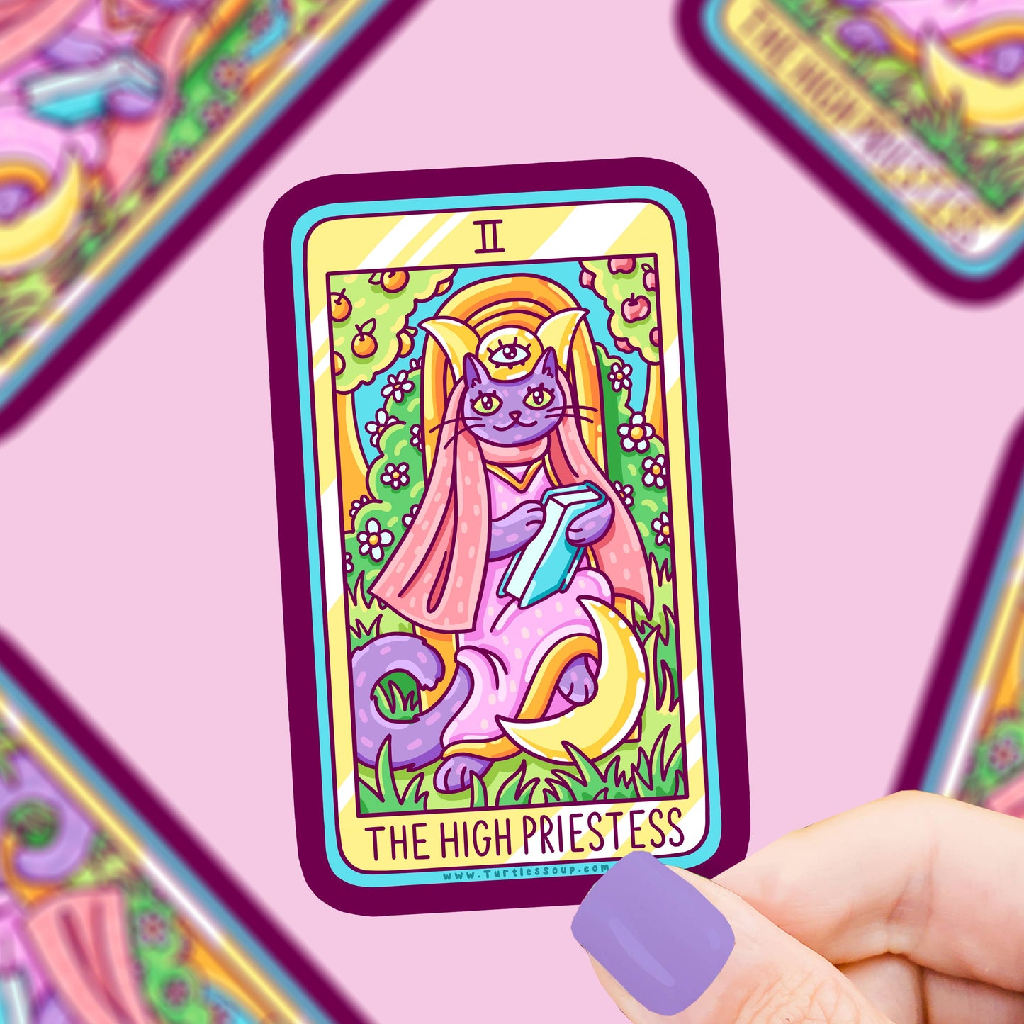 The High Priestess Kitty Tarot Card Vinyl Sticker