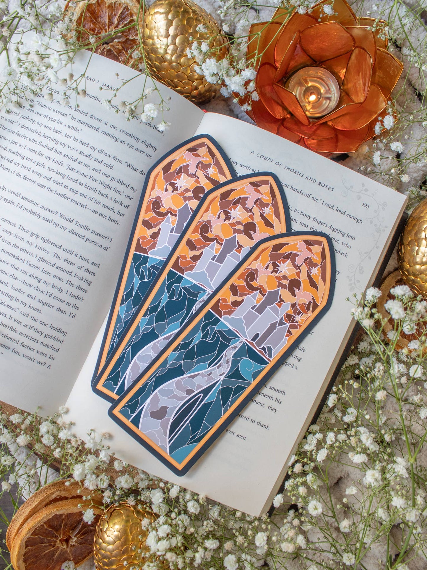 Fourth Wing Basgiath Stain Glass Window Bookmark