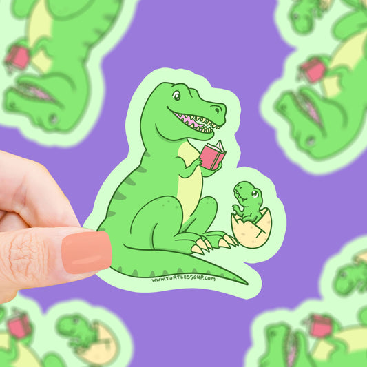 Reading T-Rex Dinosaur Vinyl Sticker