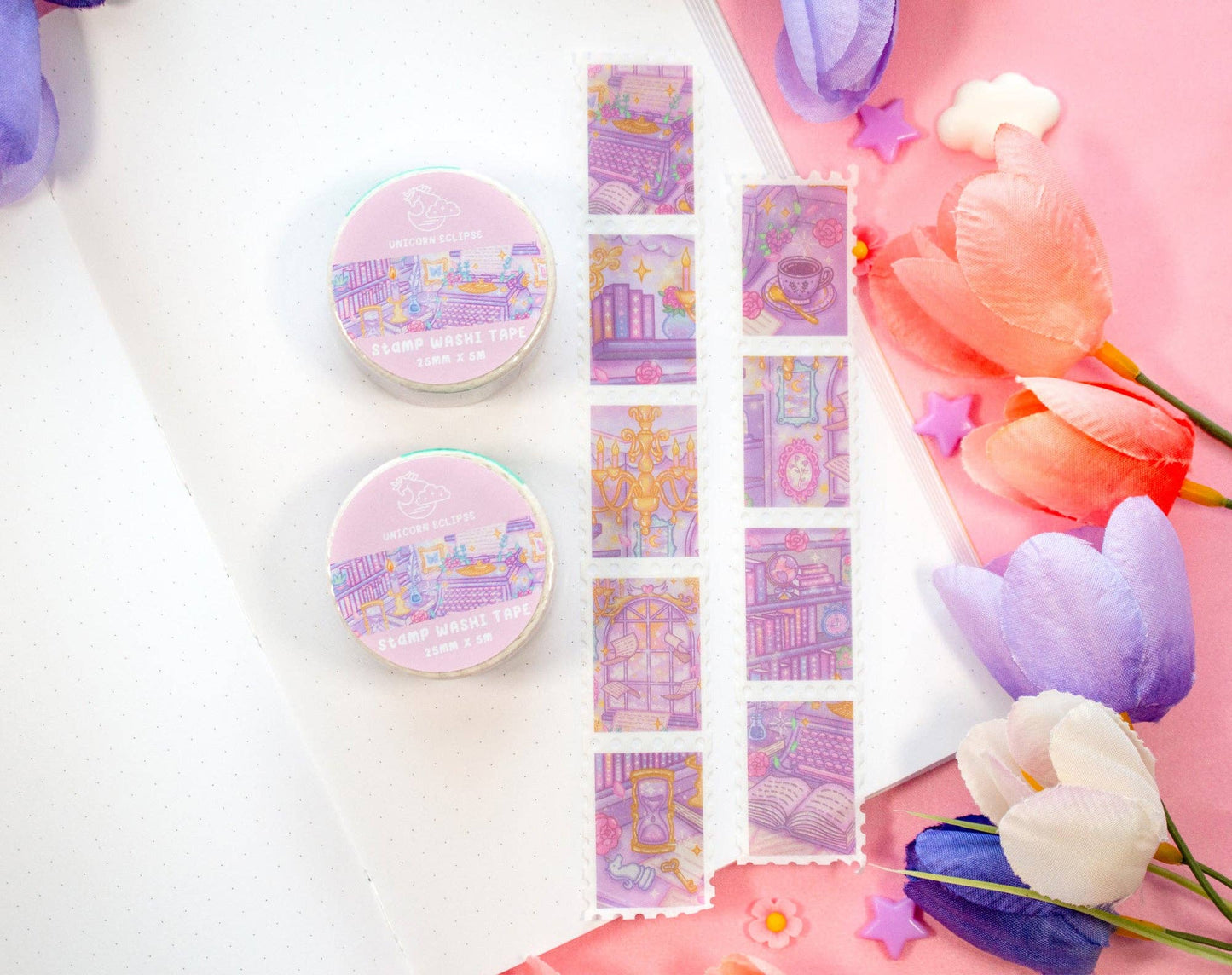 Pastel Academia Stamp Washi Tape