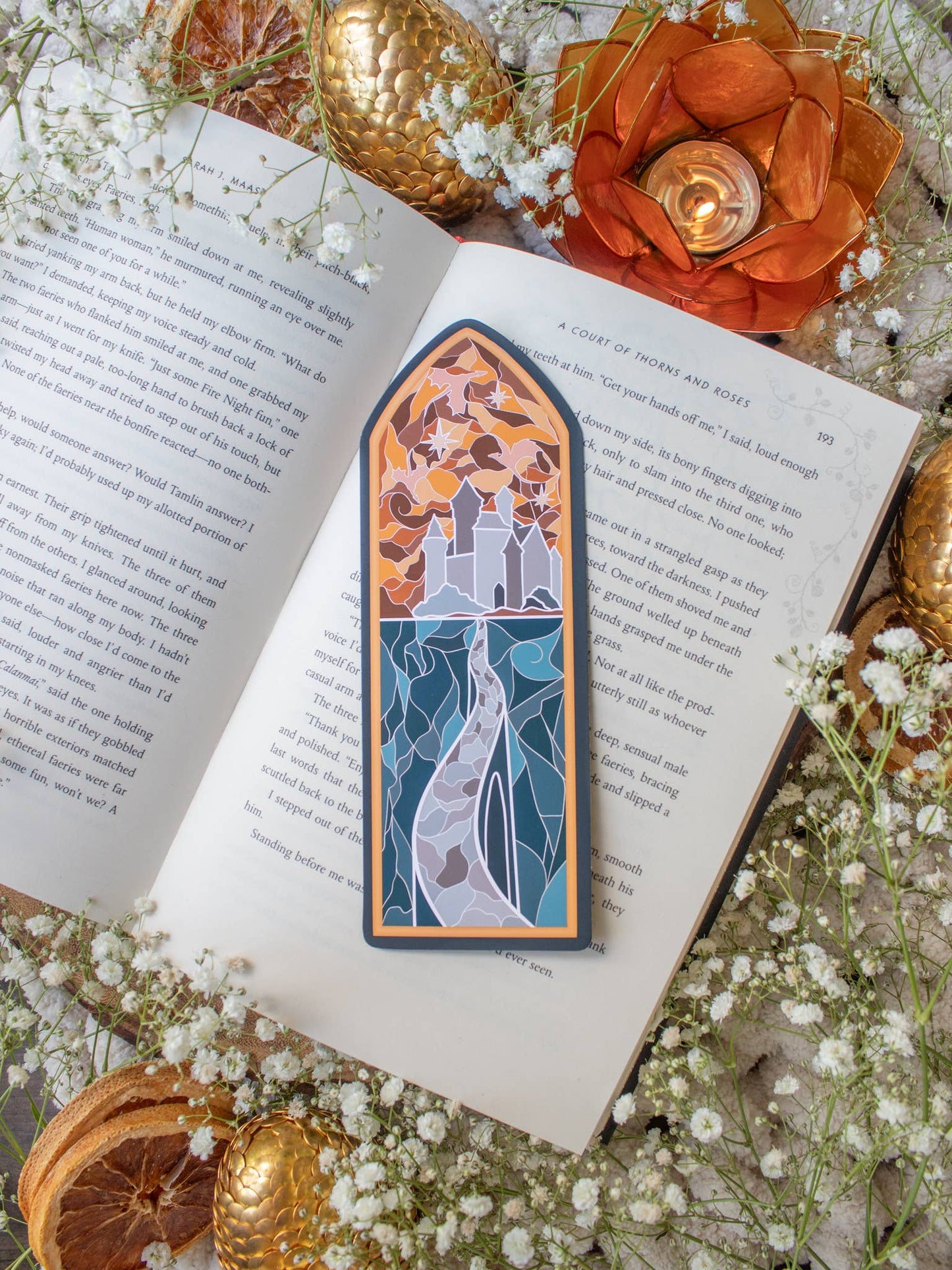 Fourth Wing Basgiath Stain Glass Window Bookmark