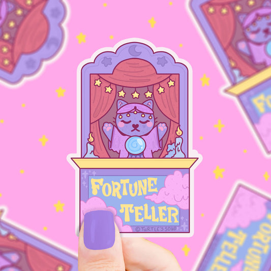 Kitty Fortune Teller Shop Keeper Vinyl Sticker